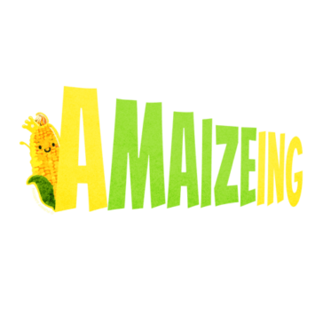 Amaizeing Illustration of a yellow corn character with pun: Amaizeing