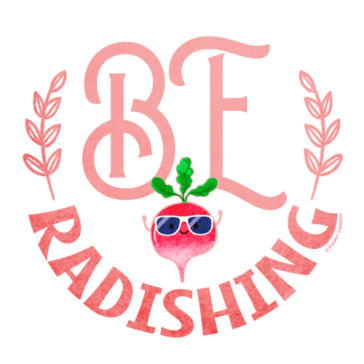 Be Radishing Cute illustration of a beet character wearing sunglasses and pun: Be Radishing