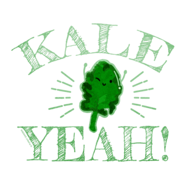 Kale Yeah 2 Illustration of a cute kale vegetable character with pun: Kale Yeah