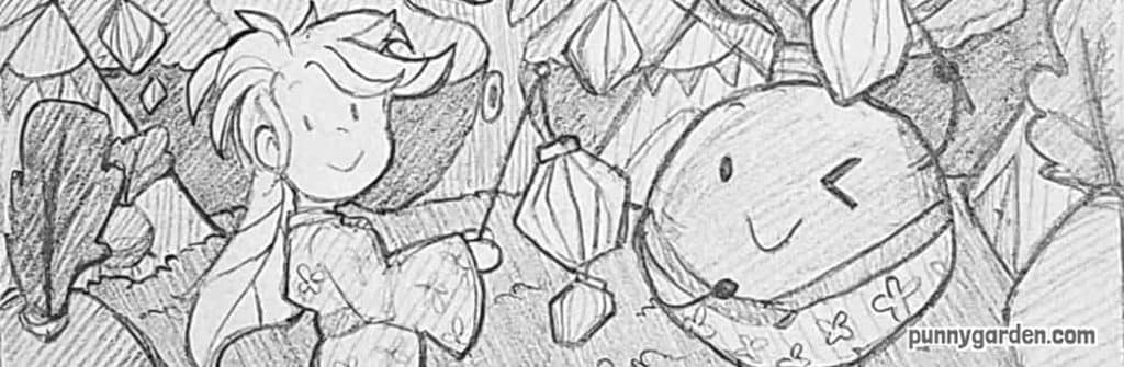 Eden's Sketch of: Beautiful Kimono Lantern Celebration