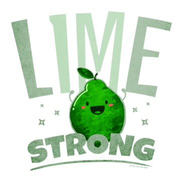 Lime Strong Cute illustration of a happy lime fruit character with the pun: Lime Strong