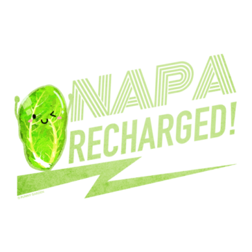 Napa Recharged Illustration of a green napa vegetable character with pun: Napa Recharged