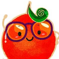Punny Garden Orange Avatar Cute fruit character wearing purple glasses