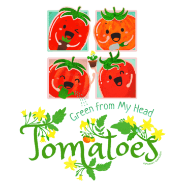 Green From My Head Tomatoes Design Illustration: Green From My Head Tomatoes